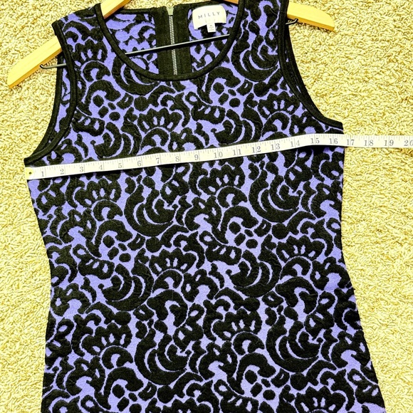 Milly Designer Purple & Black Swirl Pattern Knit Dress - Picture 6 of 8